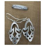 .925 or Sterling signed earrings and clip