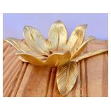 1970's Ted Arnold Gold Tone Flower Paperweight