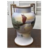 Nippon raised 'moriage' Art Nouveau-style vase