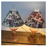 Vintage pink glass lamps (2)