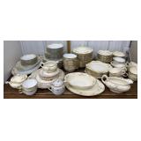 Floral pattern serving platters, plates, bowls
