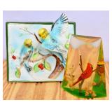 MCM Bird Wall Pocket & Lucite Paperweight. Damage