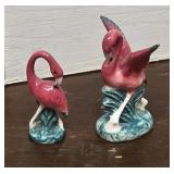 2 Miniature bone china flamingos 1960s