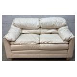 Leather Loveseat (cream) - Nicely worn in 42ï¿½