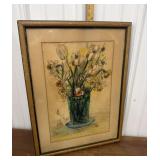 1948 floral watercolor? Signed E.H.G *frame not