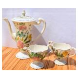 Blue Ridge China Teapot, Cream & Sugar