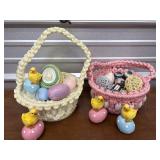 Macramï¿½ Easter baskets w/ceramic eggs &