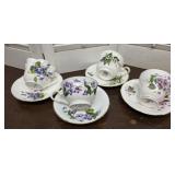 4 Gorgeous Floral Cups And Saucers