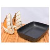 Vintage Ceramic Ship Wall Pockets & Haeger Black