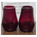 2 ruby red Dietz Railroad lantern globes