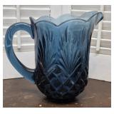 Dark blue glass pitcher - heavy