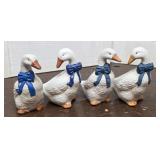 4 "Grandmacore" porcelain geese figurines