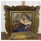 Beautifully framed needlepoint artwork- lady in