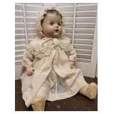 Composition doll with beautiful clothing - there