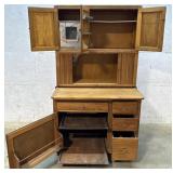 Oak Hoosier Cabinet w/ wrap around roll 42/27/72