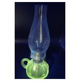 Glows Green EARLY Banner finger oil lamp - clear