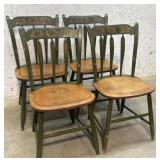 Plank Seat Arrow Back Chairs signed Hitchcock (4)