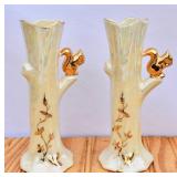 Vintage Lusterware Tree Trunk Vases
