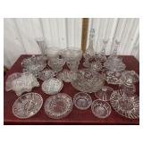 Clear pressed and some cut glass dishes