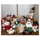 Tote full of Christmas stuffed animals- some