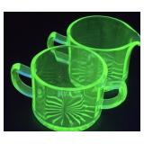 Uranium Glass Creamer And Sugar