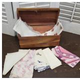 Mini Lane cedar chest w/handkerchiefs & orig key
