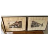 2 Old Prints, pencil signed in nice old frames