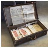 Vintage leather suitcase with contents - suitcase
