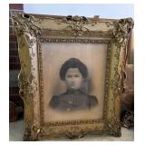 Antique Charcoal Portrait in Beautiful