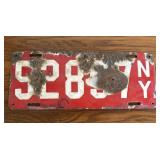 Antique Heavy porcelain NY License Plate