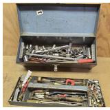 Toolbox with contents, sockets, pliers, etc