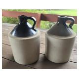 2 Brown and white jugs