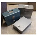 Heavy Lock box and 2 file boxes
