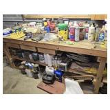 Contents of workbench on and under, bring boxes,