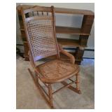 Maple Lincoln rocker w/caned back and seat