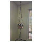 Long macrame planter with basket