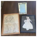 Beveled stand up mirror frame, satin lady framed,