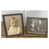2 old portraits in Nice frames - couple and child