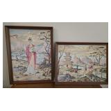 2 vintage paint by numbers - frame on the left