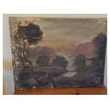 Rustic oil sailing painting on canvas - has