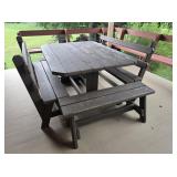 Wood picnic table and 4 benches 60'45'30' -