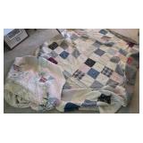 2 very worn farmhouse quilts