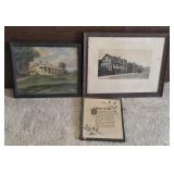 3 pcs art - engraving cottage, house, & forgot me