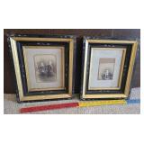 Pr Eastlake Ebonized finish w/gold gilting frames