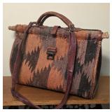 Beautiful wool/leather carpet bag - nicely worn