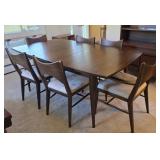 MCM Danish design table, 6 chairs, 3 leaves &