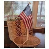 Moroccan market basket, flag, & footed basket