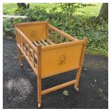 Vintage wooden toy doll crib 25x15x18