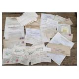 Early letterheads, several Cornell time cards,