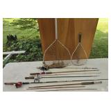 Fishing lot. Nets,reels, poles